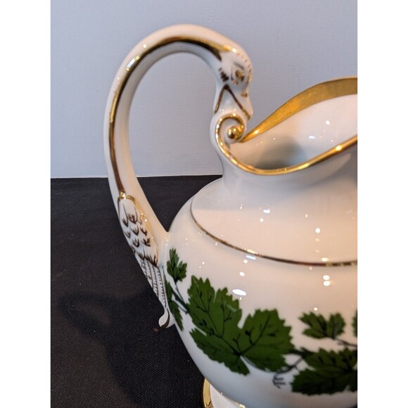 Meissen Green Ivy Sugar Bowl & Swan Handle Creamer – 19th/20th C – First Quality - Picture 6 of 16